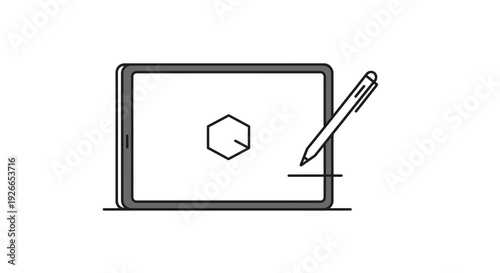 Pencil drawing on a tablet screen.