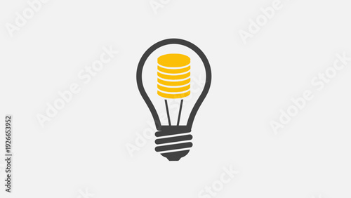 Light Bulb with Yellow Coins Inside.