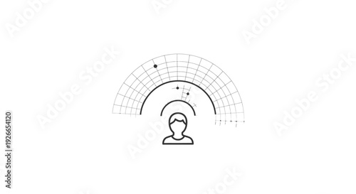 Person face recognition technology icon.
