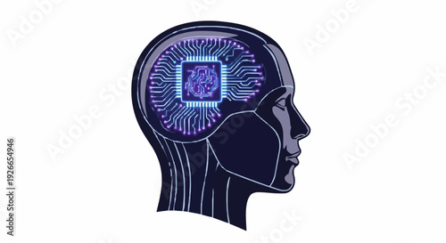 Digital brain illustration representing artificial intelligence and advanced technology with glowing circuits
