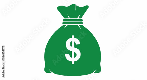 A green money bag icon with a dollar sign symbol, representing financial wealth and economic success