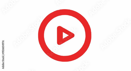 Red play button icon in a circle, representing video playback and media content