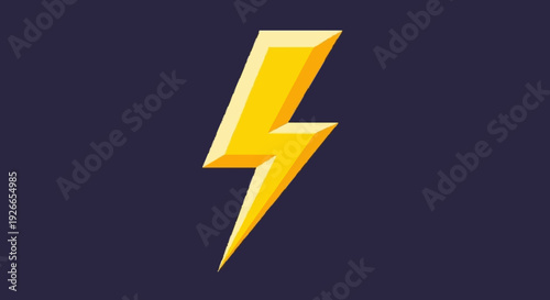 Bright yellow lightning bolt icon on a dark purple background, symbolizing energy and power for digital and creative applications