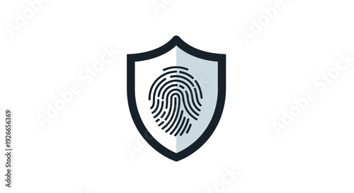 Shield with fingerprint protection symbol.