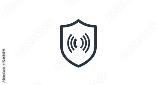 Shield Icon with Security Signal Symbol.