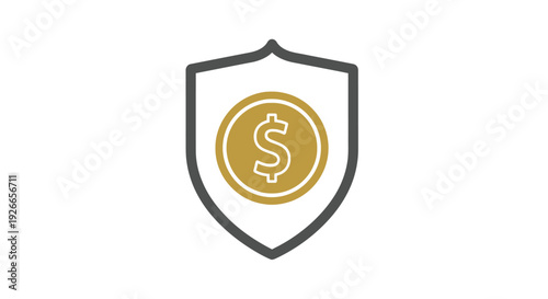 Shield Protecting Dollar Coin Symbol.