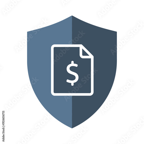 Shield Protecting Financial Document Icon.