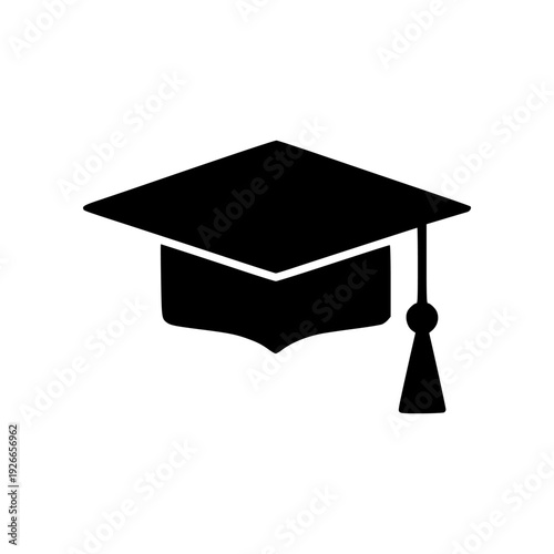 Clean graduation cap vector icon with modern flat mortarboard design, optimized for commercial use and easily recolorable with popular marketplace color palettes for education and UI projects.