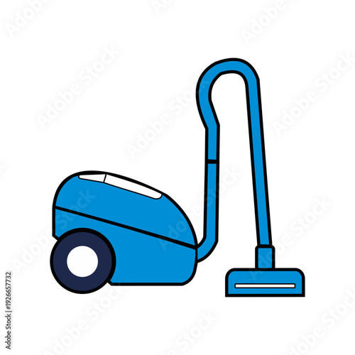 Modern blue vacuum cleaner icon for cleaning services