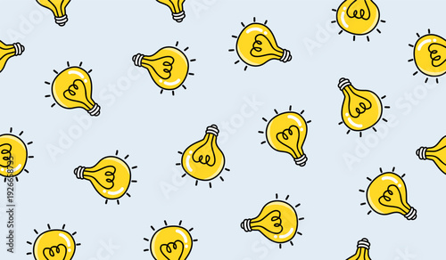 Cute light bulb seamless pattern background