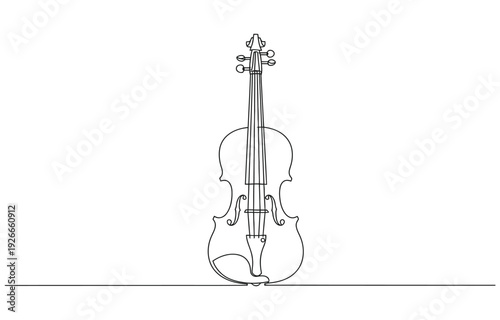Violin continuous one line drawing.