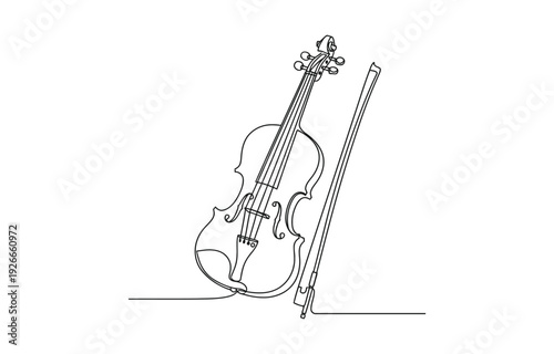 Violin continuous one line drawing.