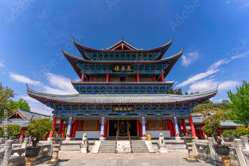 Main pavilion at Mufu Palace in Lijiang old town, China