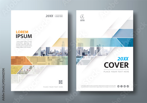 Blue and Orange Annual report brochure flyer design template vector, Leaflet presentation, book cover, layout in A4 size