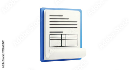 3D Rendered Icon of a Document on a Clipboard