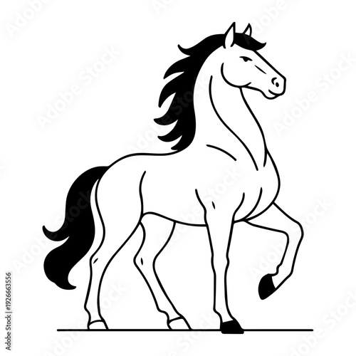 Standing Horse Line Art Illustration