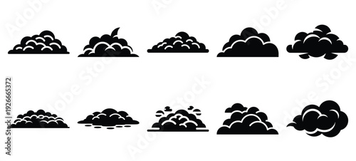silhouette nature fog mist drawing icons and set of graphics nature elements