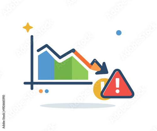 Corporate financial risk monitoring and early warning system detecting potential instability in revenue streams, a simple line chart icon paired with