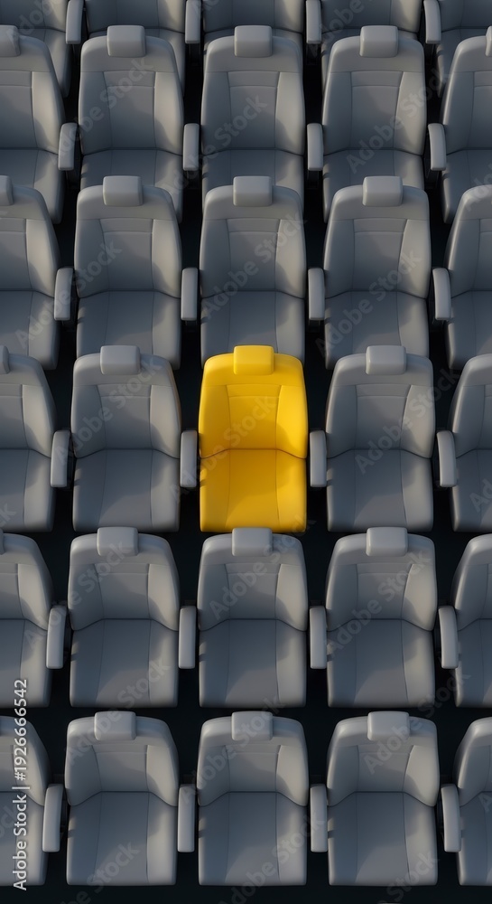 Obraz premium Single Yellow Chair in Empty Stadium.