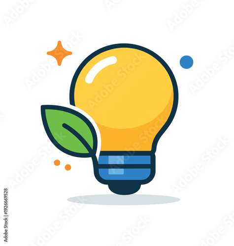 Clean technology innovation and sustainable product design advancing environmentally responsible industry practices, a simple light bulb icon paired