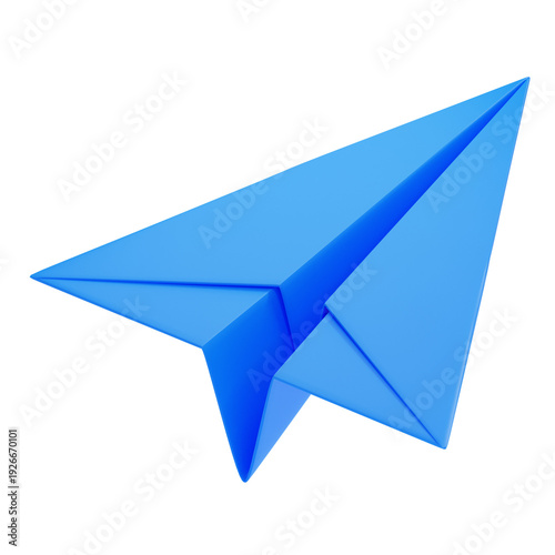 PNG 3D Blue Paper Airplane Illustration Isolated on a Transparent Background