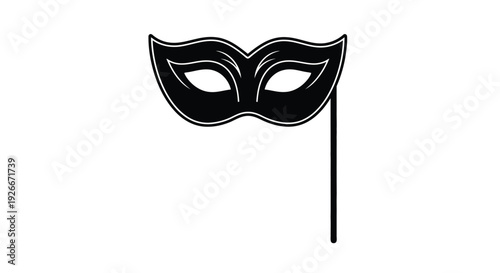 Elegant black mask on a stick a striking visual silhouette