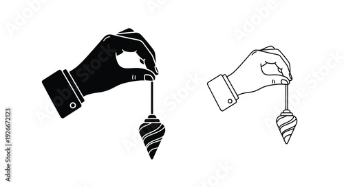 A hand delicately holding a plumb bob minimalist graphic silhouette