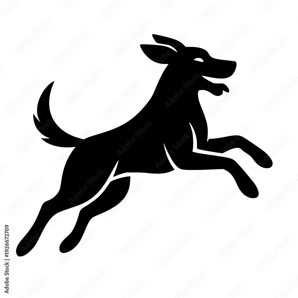 Fototapeta premium Minimalist Energetic Dog Silhouette