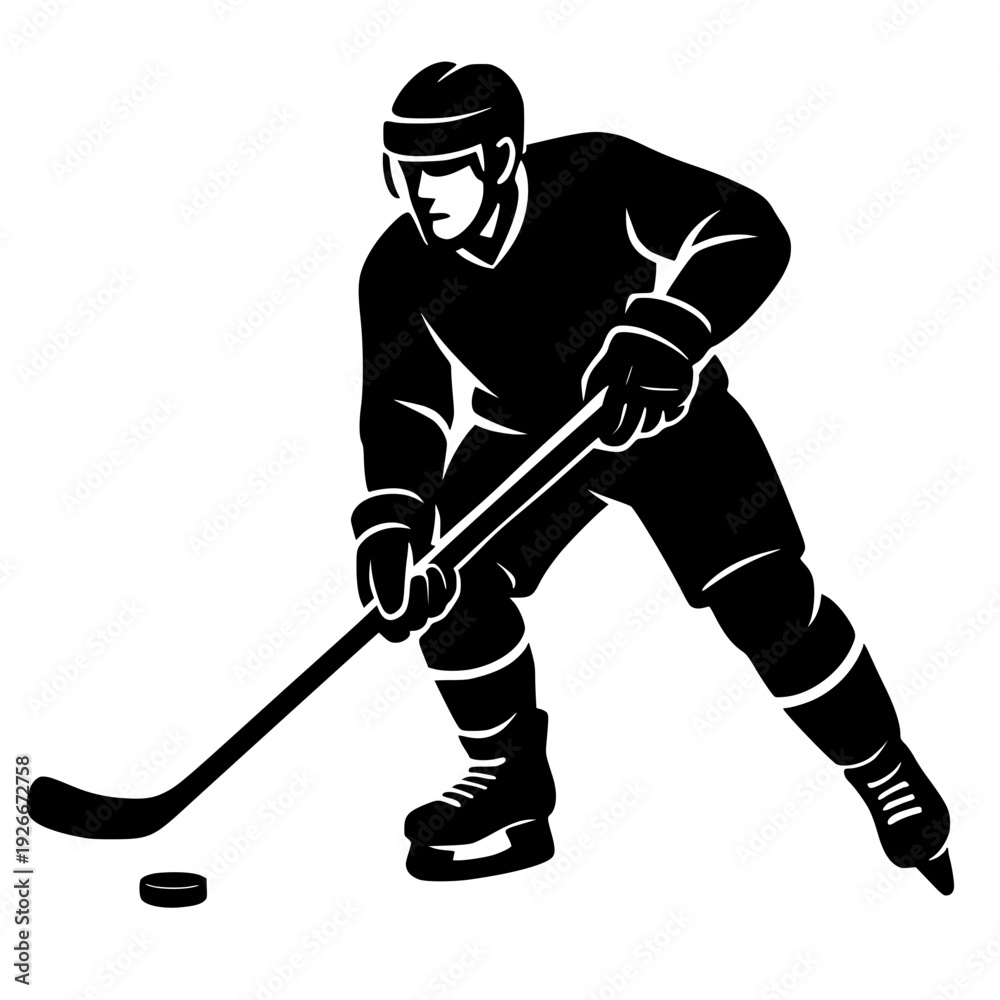 Fototapeta premium Monochrome Minimalist Ice Hockey Player in Action