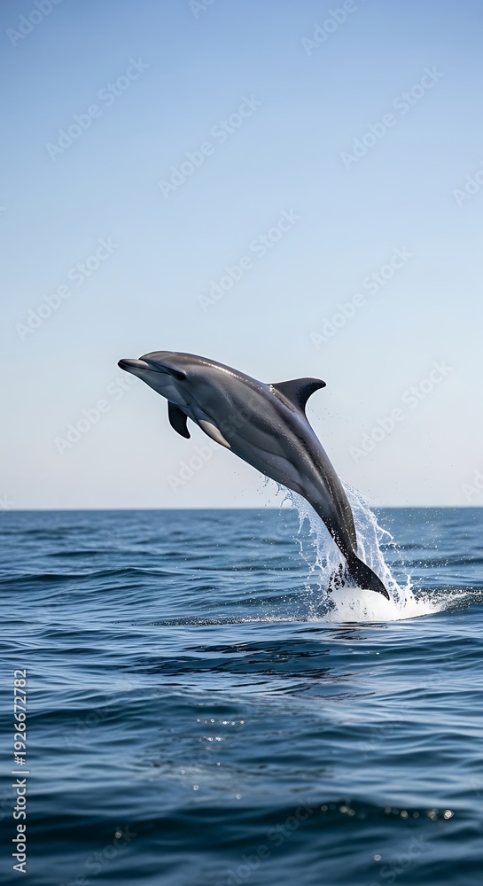 Obraz premium Dolphin Leaping from the Ocean - A Moment of Marine Grace.