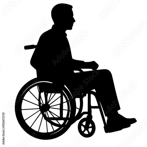 Minimalist Silhouette of Man in Wheelchair Disabled Awareness