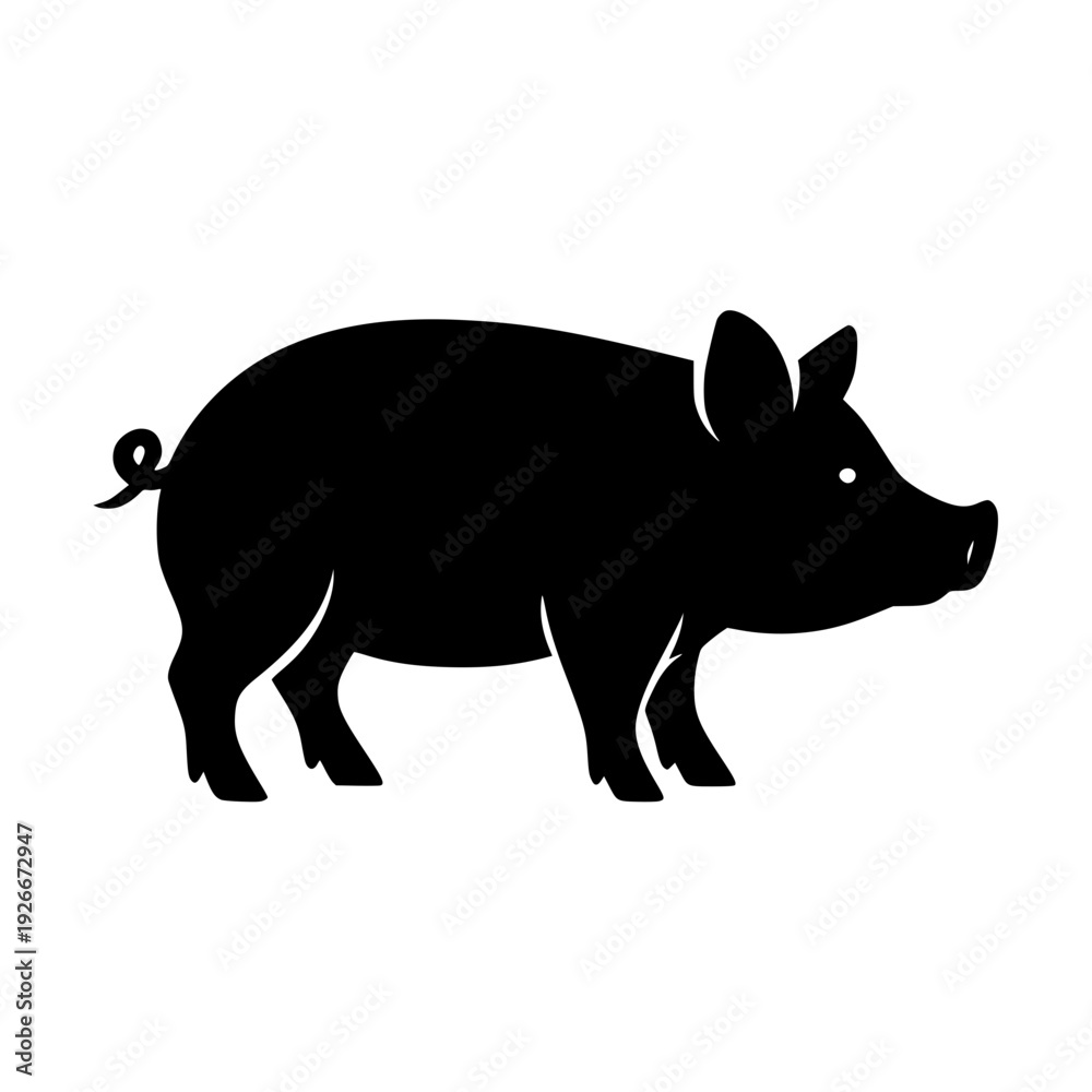 Fototapeta premium Minimalist pig silhouette in black and white background