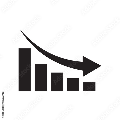 Graph chart down icon. Down arrow symbol. Flat Vector illustration
