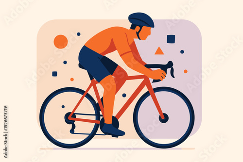 Athlete on a bicycle cycling with determination and focus.