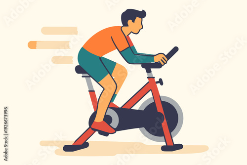 Man Cycling on Stationary Bike for Indoor Workout.