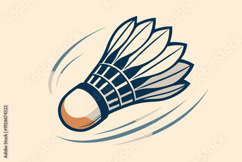 Shuttlecock in Motion A Dynamic Badminton Icon Illustration.