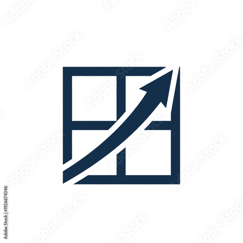 Graph with Increasing Arrow Icon Symbol.