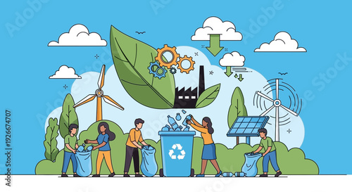 Eco-friendly recycling and waste management concept illustration