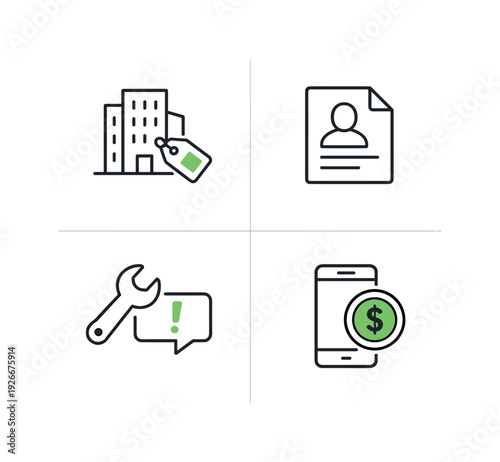 Digital real estate property management and tenant portal system in modern housing services, illustrating rental listing management, tenant