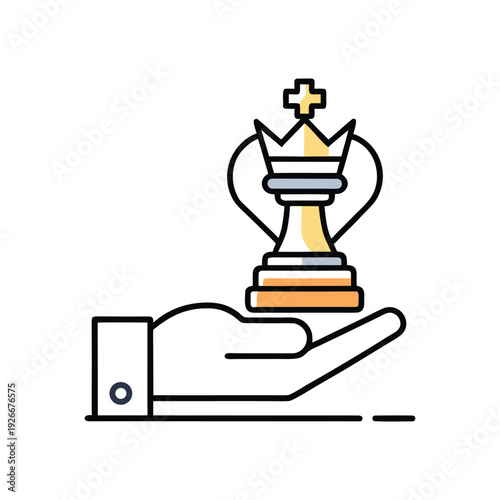 Hand Holding Trophy Line Icon Vector
