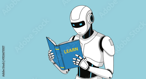 robot reading learn book, artificial intelligence education