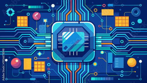 The futuristic fusion of artificial intelligence and digital technology networks Vector