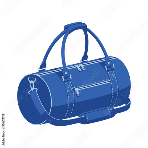 Stylish Blue Travel Duffel Bag with Handles and Zipper Closure
