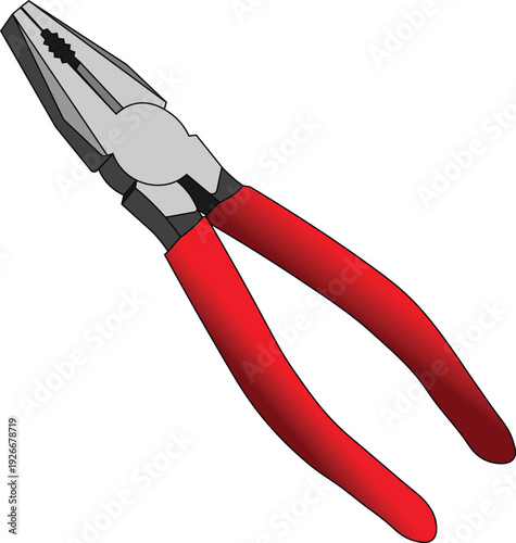 Vector of a closed pliers with handles wrapped in red plastic insulation.