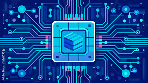 Advanced digital interface showcasing a futuristic smartphone with integrated biometric security. Vector