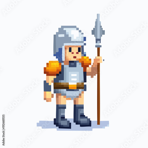 Soldat médiéval en pixel art – personnage rétro 8‑bits