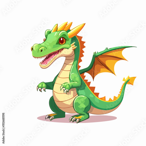 Dragon fantastique vert – illustration cartoon pour projets créatifs