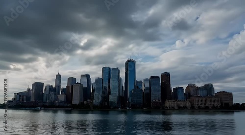 Wallpaper Mural Impressive modern skyline across the water with a dark and cloudy sky Torontodigital.ca