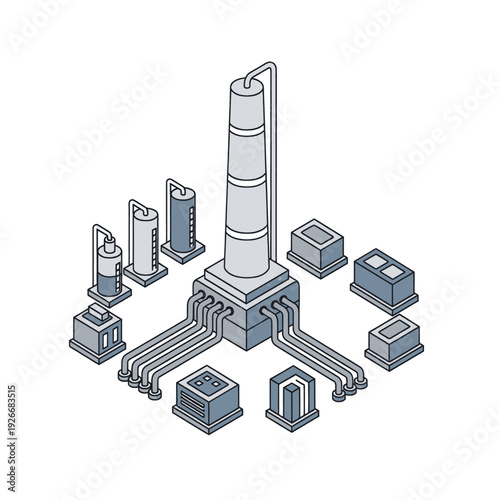 Industrial facility with pipes and machinery.