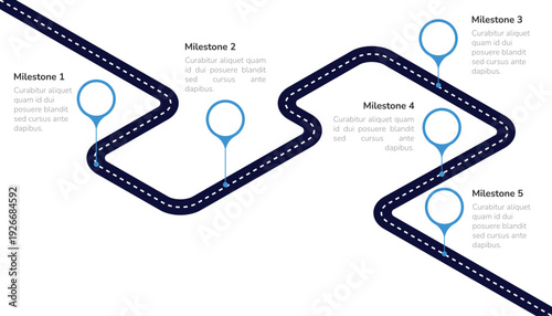 Isometric Road Map Infographic With Five Business Milestones